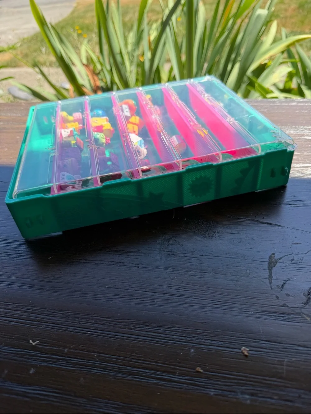 Shopkins Green Carry Case with Pink Shelves - Collectible Display 53 toys
